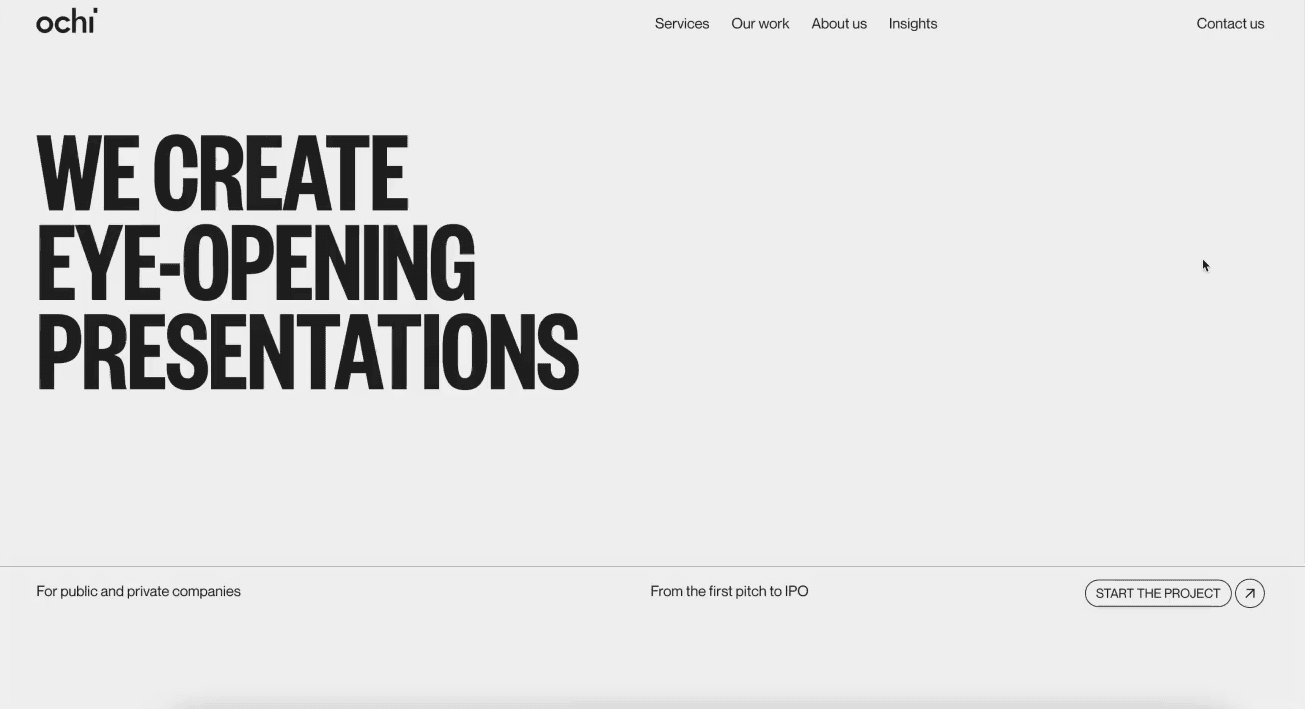 OCHI presentation agency landing page